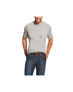 ARIAT 10019131 MENS REBAR WORKMAN T-SHIRT, HETH GRAY