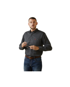 ARIAT 10040901 MEN'S FR BUTTON FRONT AIR INHERENT WORK SHIRT, CHARCOAL HEATHER